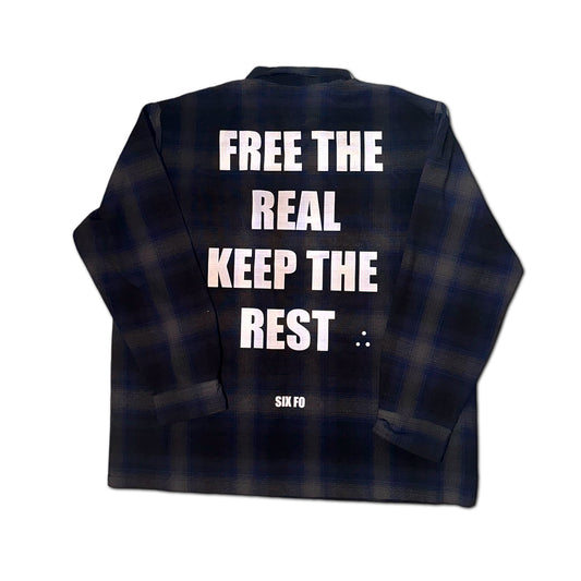 FREE THE HOMIE TEE BLUE FLANNEL